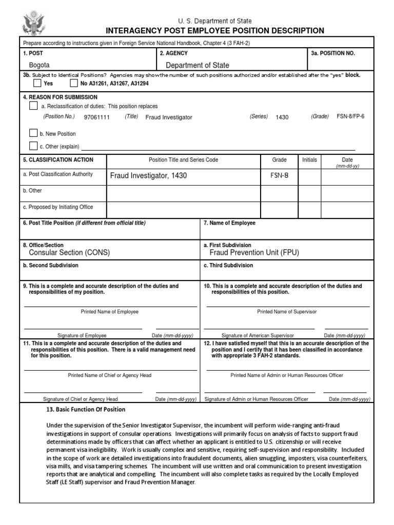 Fraud Investigator Position Description | PDF | Fraud | Travel Visa