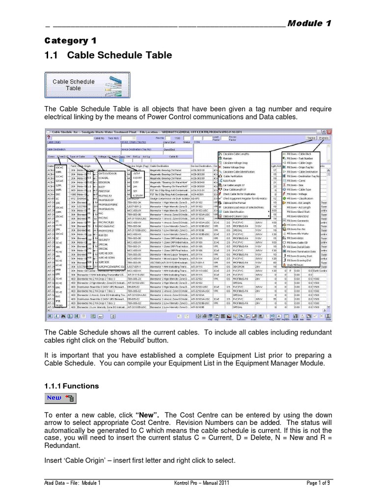 Creating Accurate Cable Schedules A Guide to the Functions and