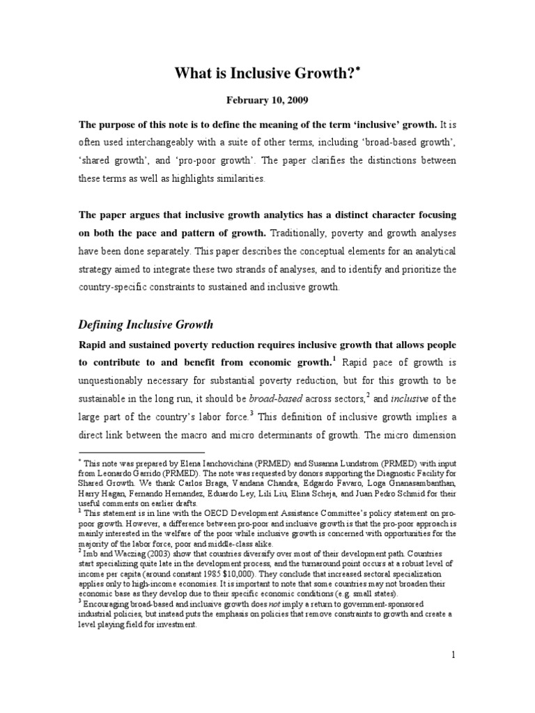 What Is Inclusive Growth | PDF | Economic Growth | Economic Inequality