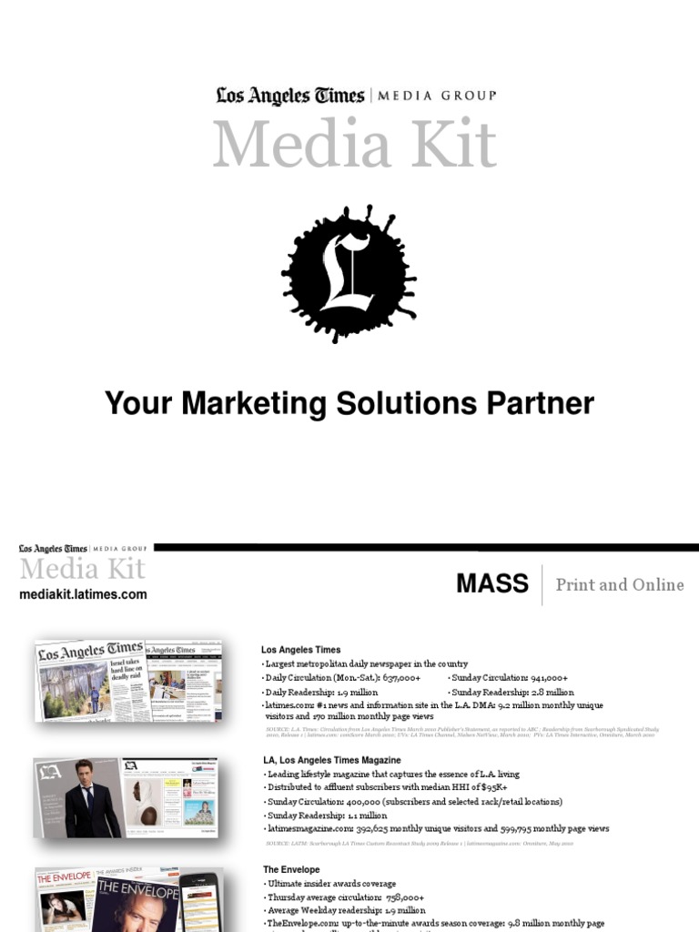 Media Kit Download 092210 | PDF | Los Angeles Times | Newspapers