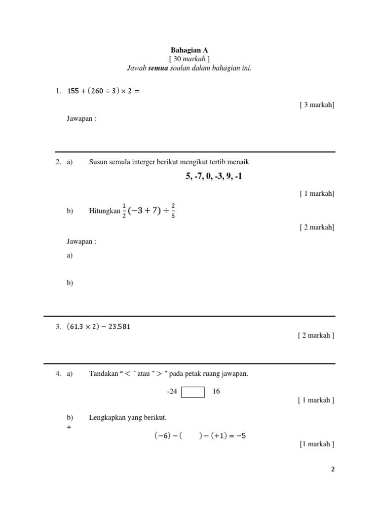 Percubaan Math f5 Mpak 2018 | PDF