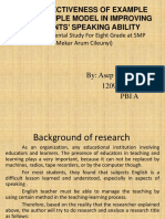 The Effectiveness of Example Non Example Model in Improving Students ' Speaking Ability