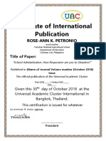 Certificate of International Publication: Rose-Ann K. Petronio