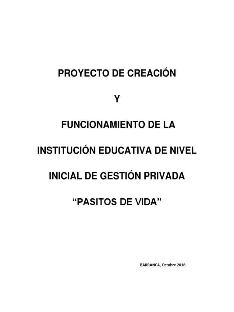 Creación de I.E Nivel Inicial | PDF | Educación de la primera infancia ...
