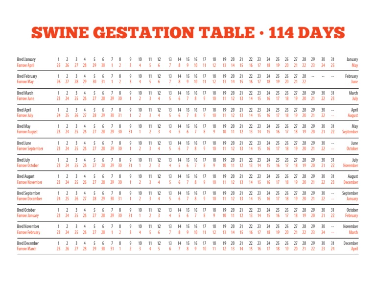 Swine Gestation Table PDF | PDF