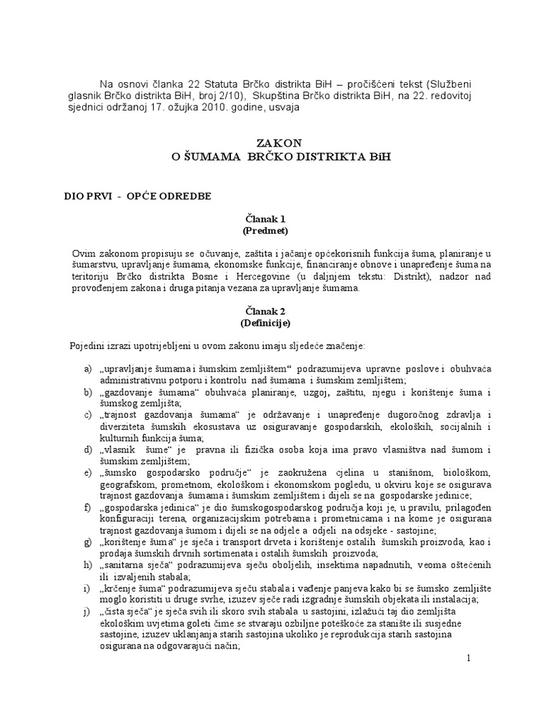 ZAKON o Sumama (Brcko Distrikt) PDF | PDF