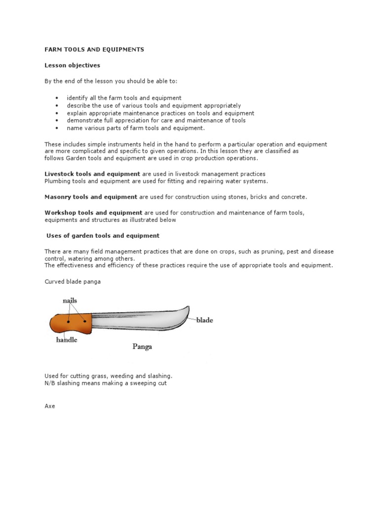 Uses and Diagram of a Cutlass | PDF | Pruning | Irrigation
