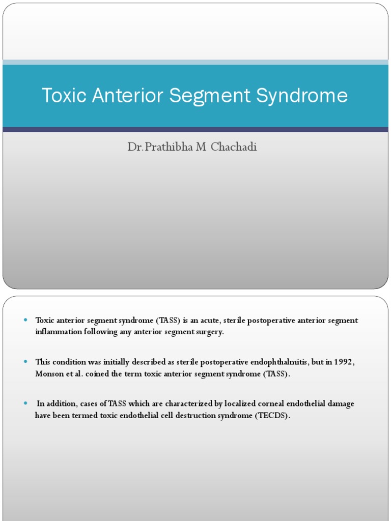 Toxic Anterior Segment Syndrome Pdf Cornea Glaucoma