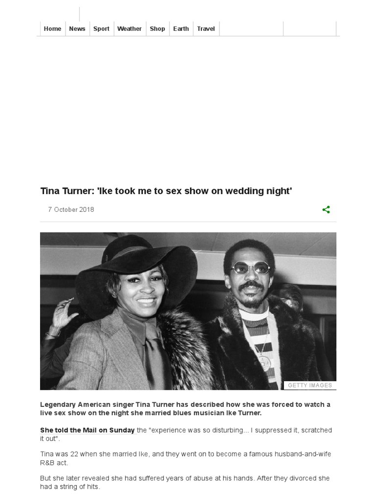 Tina Turner - Ike Took Me To Sex Show On Wedding Night photo