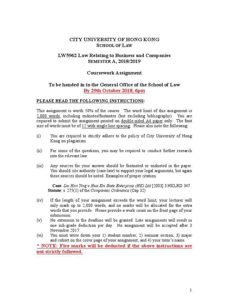 Business Law Coursework Assignment Guide | PDF | Citation