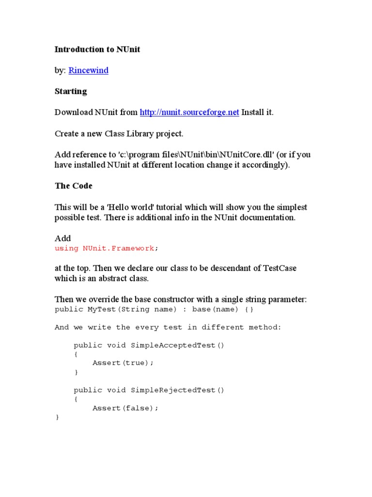 NUnit Testing Tutorial for Beginners | PDF | Command Line Interface ...