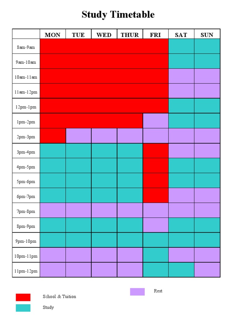 Weekly Study Timetable Template | PDF