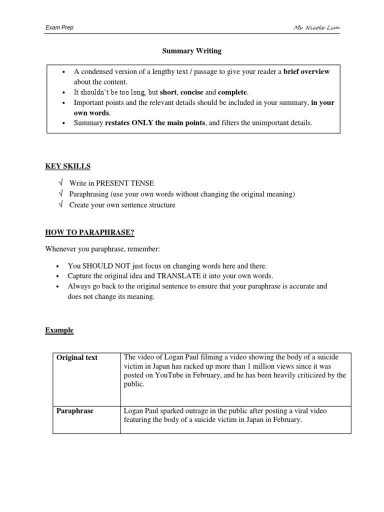 Summary Writing Exam Prep | PDF | Language Arts & Discipline | Foreign ...