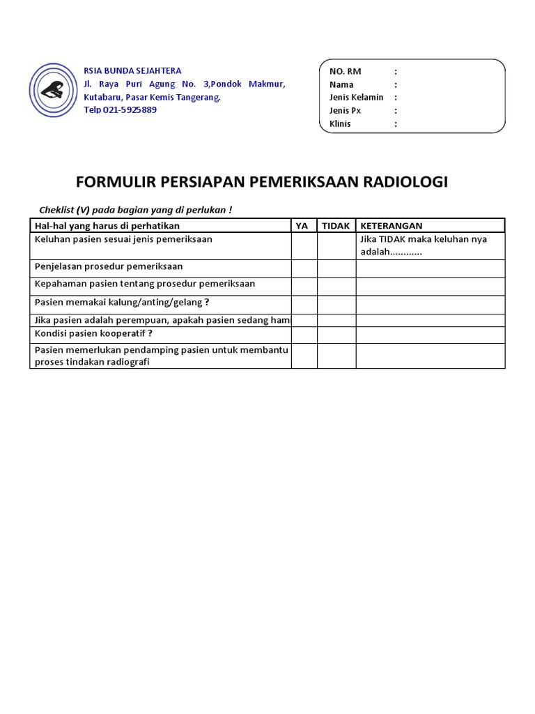 Persiapan Pemeriksaan Radiologi Pasien | PDF | Sains & Matematika