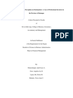 Risk Preference and Risk Perception On Stockmarket: A Case of Professional Investors in The Province of Batangas