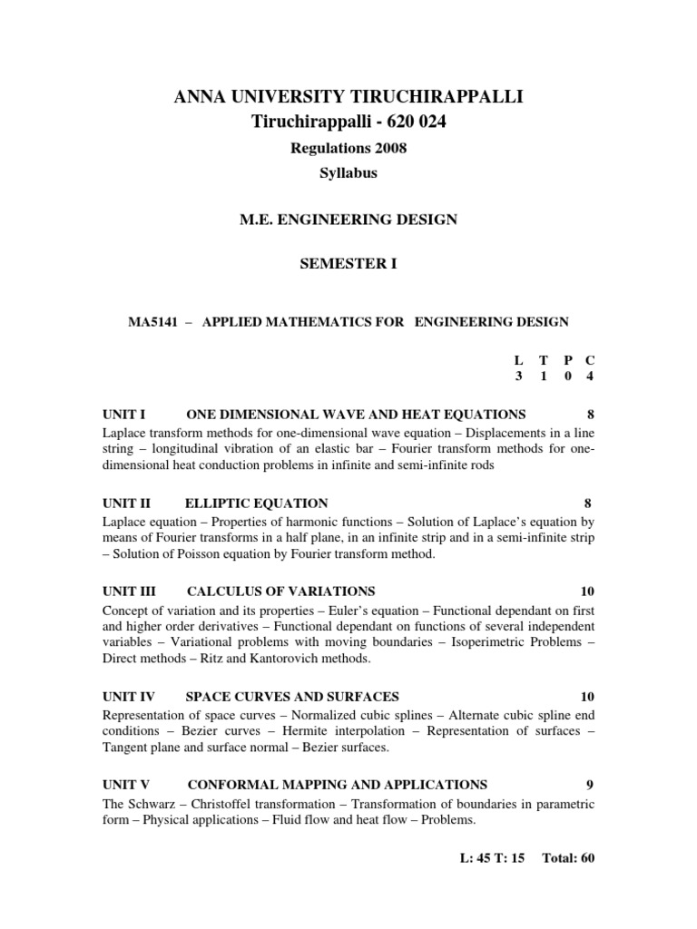 Engineering Mathematics 2 Syllabus Regulation 2008