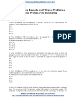 Simulado Sobre Equação de 2º Grau e Problemas Concurso Professor de Matemática