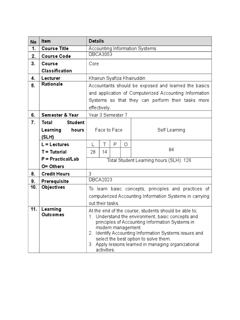 Accounting Information System | PDF | Information System | Learning