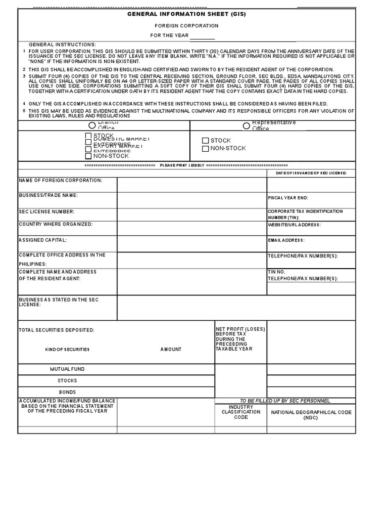 Foreign Corporation GIS Submission Guide | PDF | Securities (Finance ...
