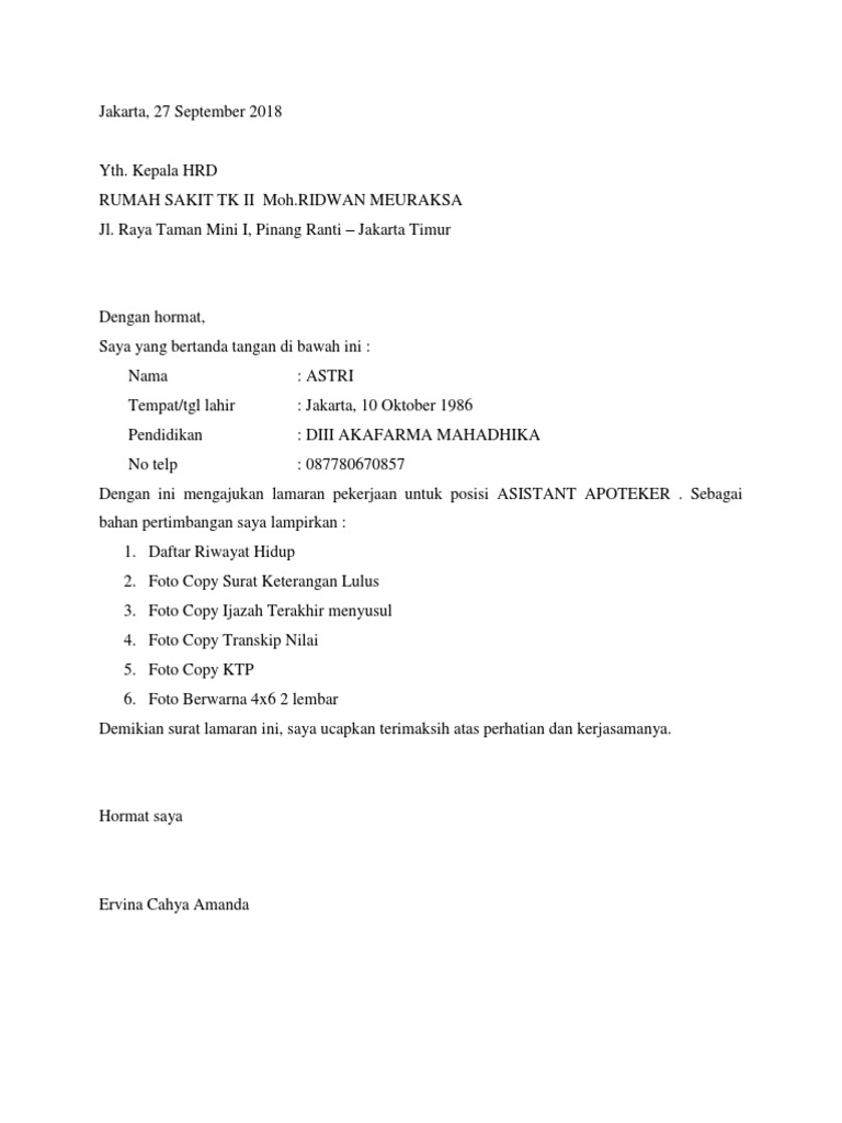 Contoh Surat Dokter Klinik Jakarta Timur Nusagates