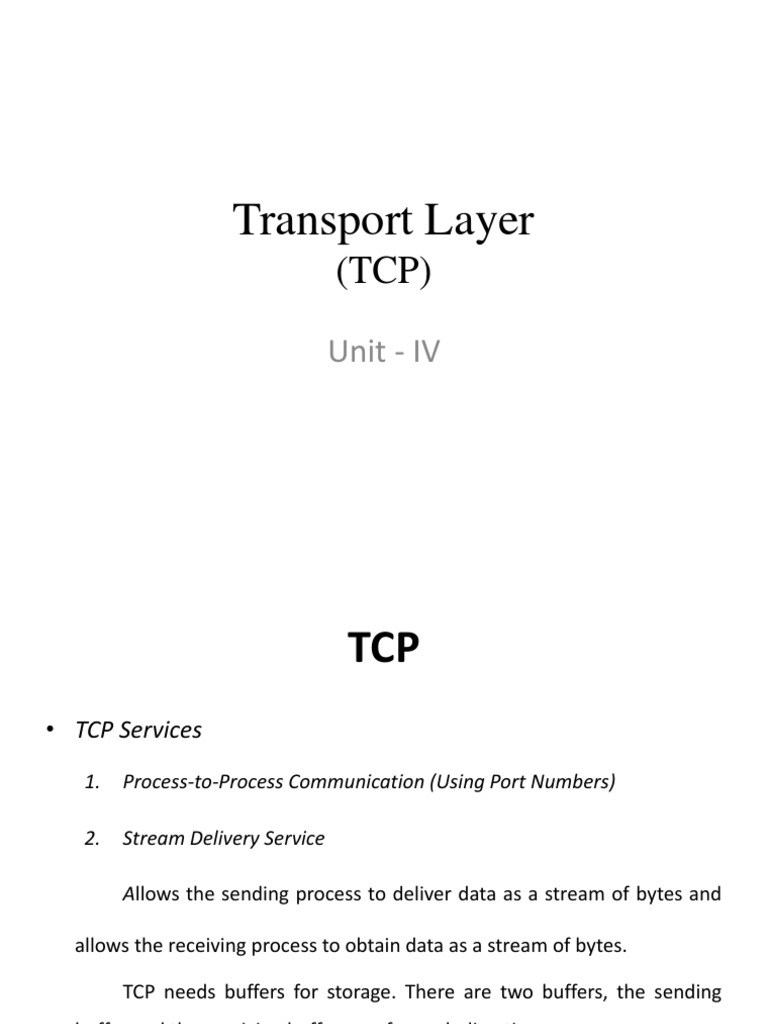Understanding TCP Services and Features | PDF | Transmission Control ...