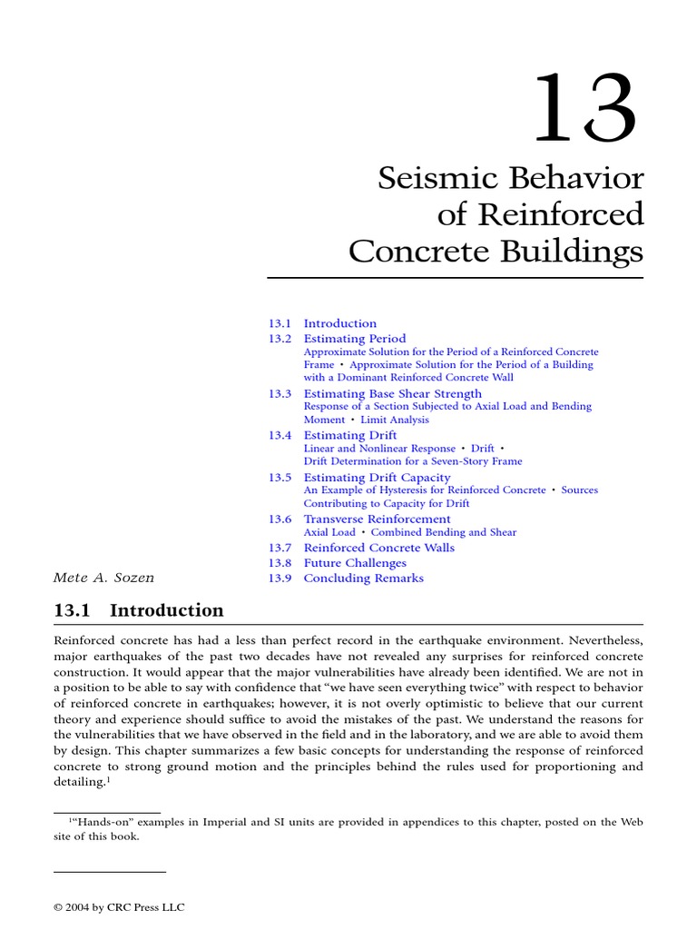 Seismic Behavior of Reinforced Concrete Buildings (SZ) PDF | PDF ...