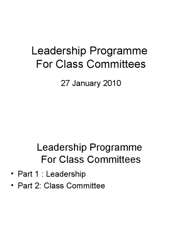 Leadership Skills for Class Committees | PDF | Leadership ...