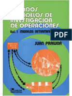 Metodos y Modelos de Investigacion de Operaciones (Autor JUAN PRAWDA Vol 1)