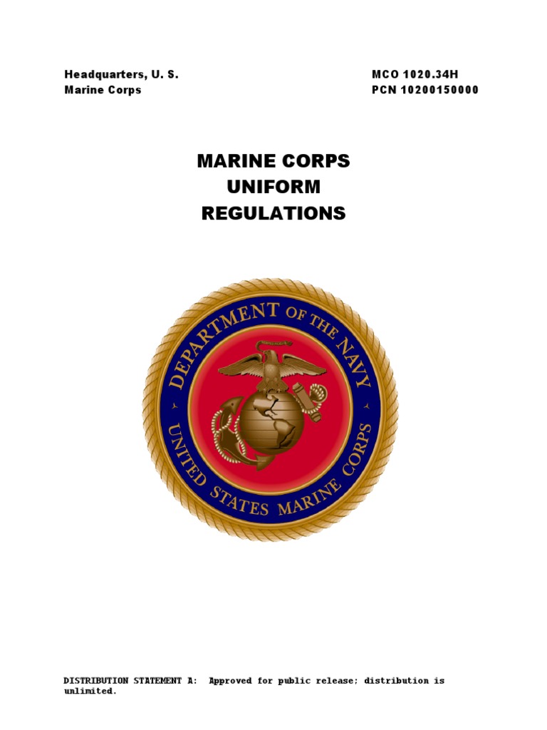 MCO 1020.34H v2 - Uniform Order, PDF, United States Marine Corps