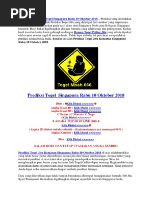 Prediksi Angka Jitu Togel Singapura Rabu 10 Oktober 2018 Pdf