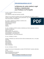 Simulado Sobre Estrutura Do Verbo (Radical, Vogal Temática e Desinências) Concurso Professor de Português