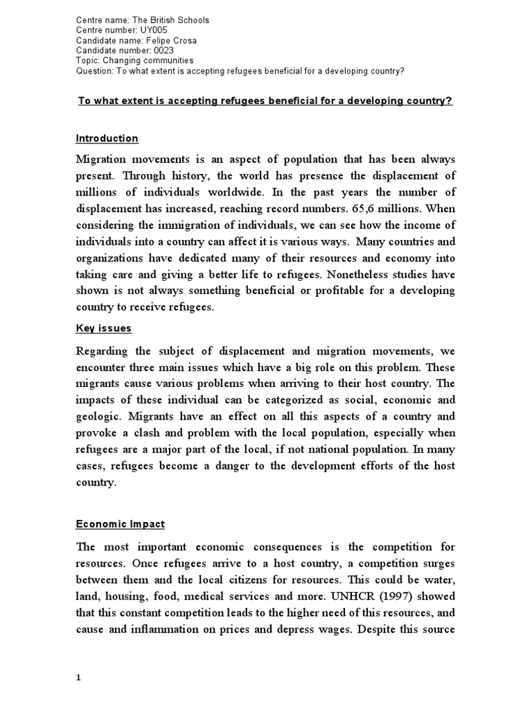 Benefits and Challenges of Refugees in Developing Countries | PDF ...