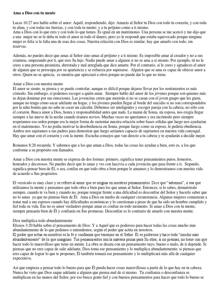 Ama A Dios Con Tu Mente Pdf Amor Mente