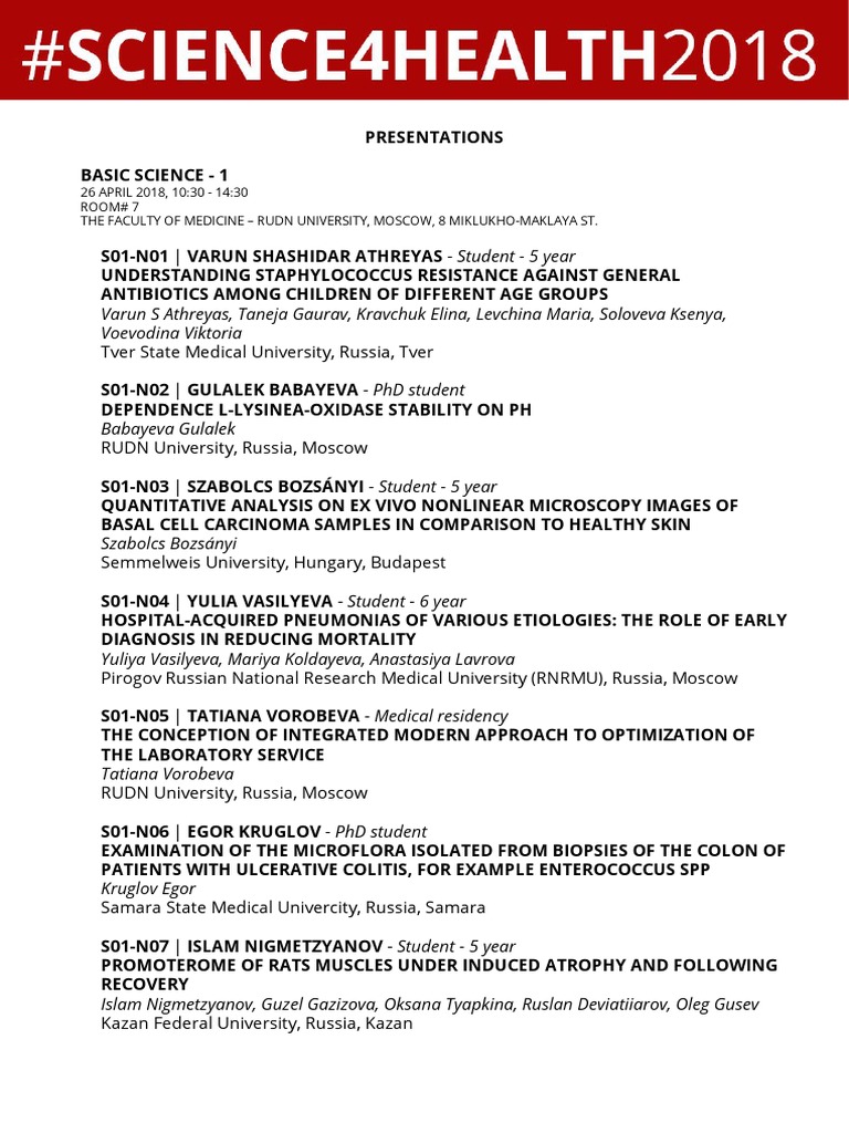 Science4health2018 Presentationspdf - 