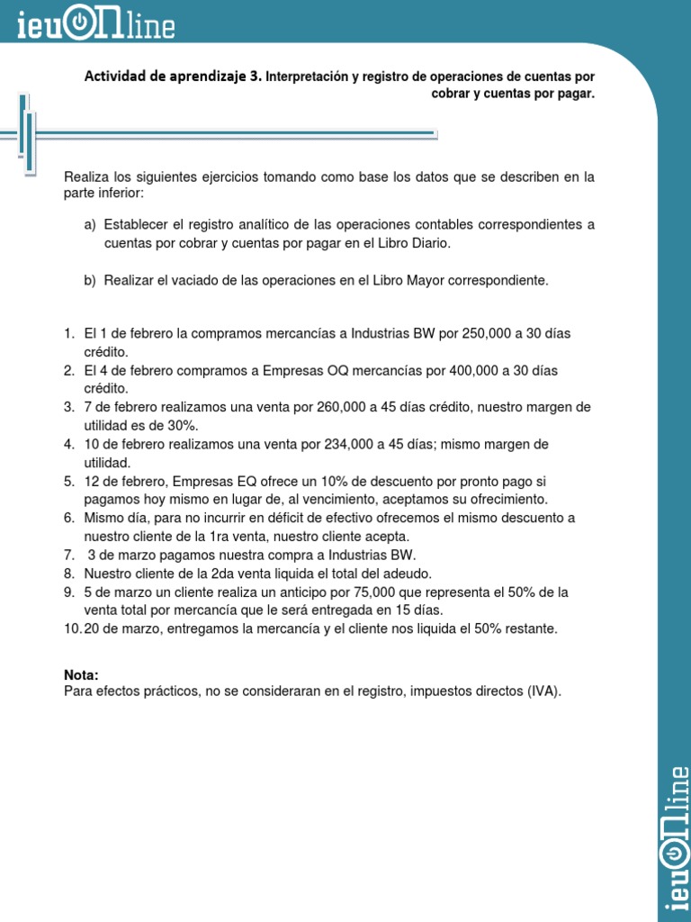 Registro de Cuentas por Cobrar y Pagar | PDF | Finanzas y dinero | Derecho