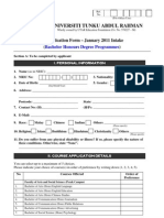 Universiti Tunku Abdul Rahman: Application Form - January 2011 Intake