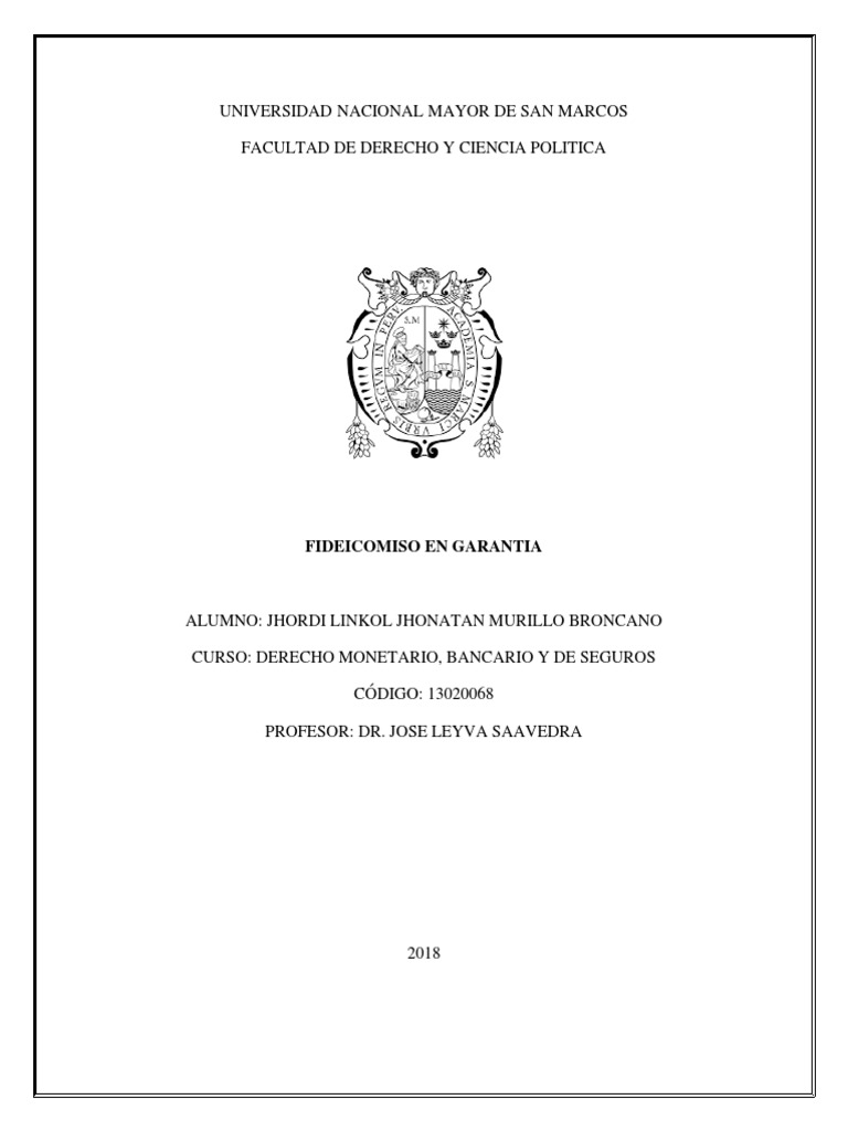 Trabajo de Fideicomiso en Garantia | PDF | Ley de fideicomiso | Derecho ...