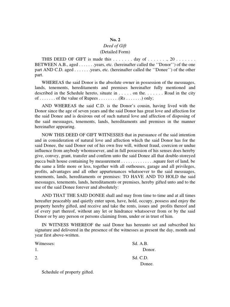 Gift Deed | PDF | Private Law | Property Law