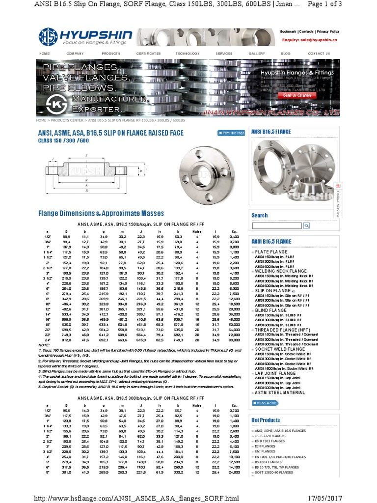 Ansi Asme Asa Flanges Sorf Pdf