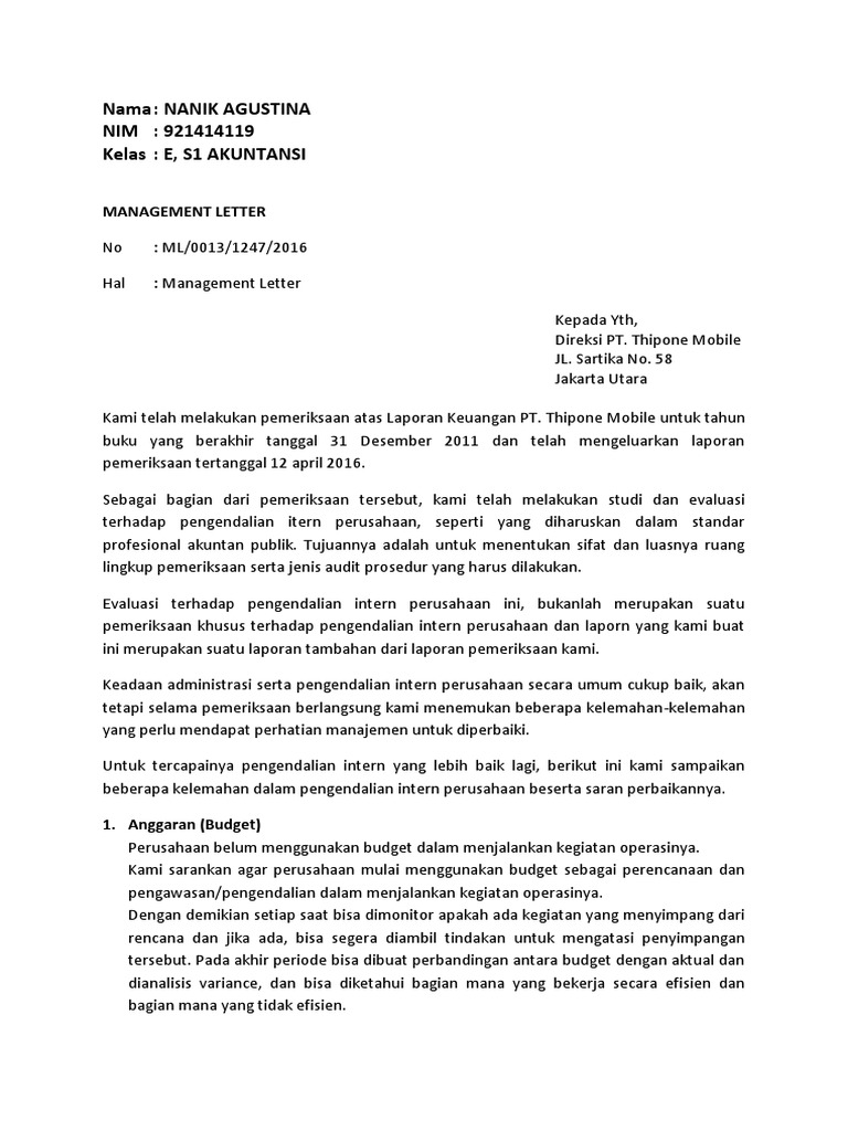 Saran Perbaikan Pengendalian Intern | PDF