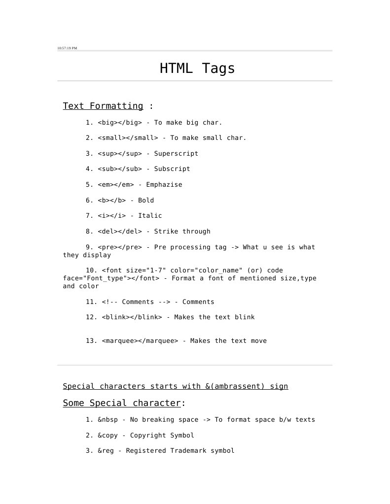 HTML Tags | PDF