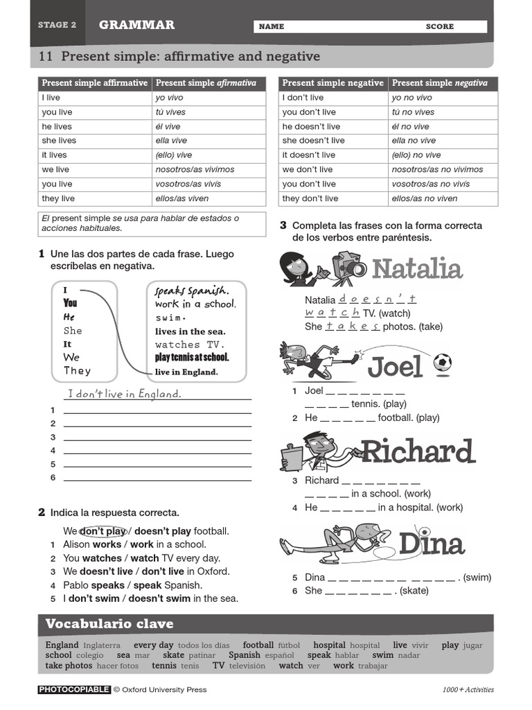 Oxford Present Simple Affirmative and Negative 2star PDF | PDF ...