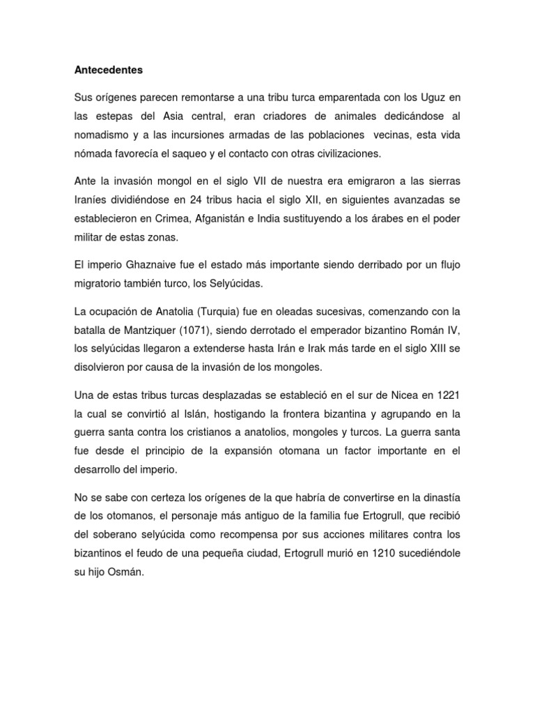 Orígenes y expansión del Imperio Otomano | PDF | imperio Otomano ...