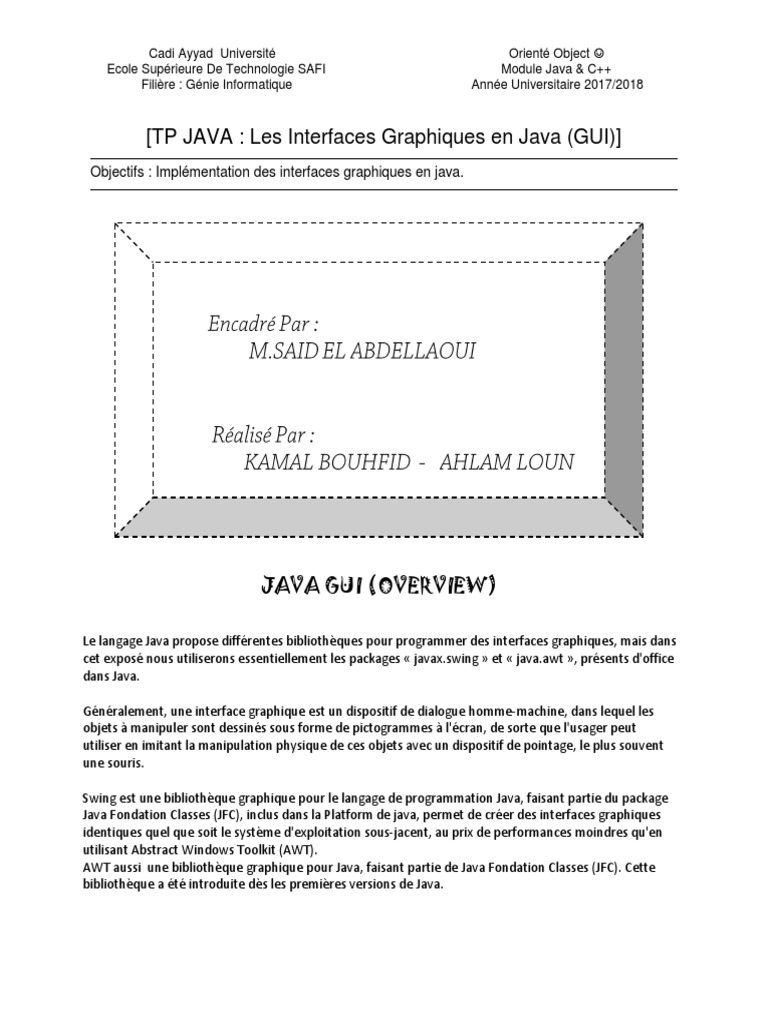 TP Swing | PDF | Interface graphique | Java (Langage de programmation)