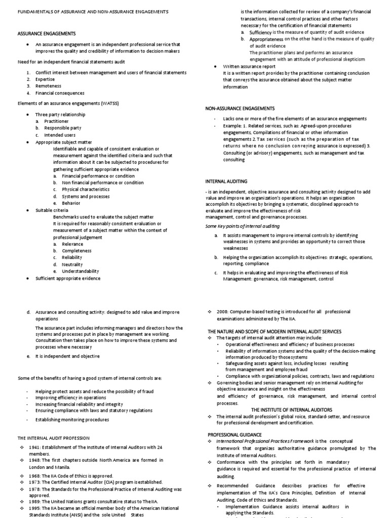 Assurance & Internal Audit Guide | PDF | Internal Audit | Internal Control