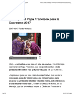 Mensaje Del Papa Francisco Para La Cuaresma 2017