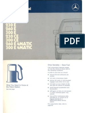 Mercedes-Benz w124 (200, 200e, 230e, 260e, 300e, 230ce, 300ce, Tic Tic  Owner's Manual, PDF, Brake