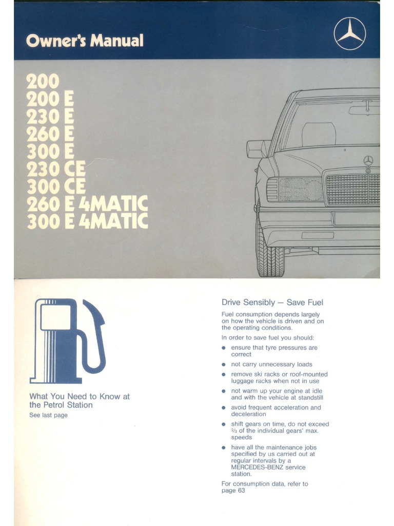 Mercedes Benz OWNER'S MANUAL 取扱説明書 Mercedes W124 Owner's Manual Guide | PDF | Brake | Vehicles