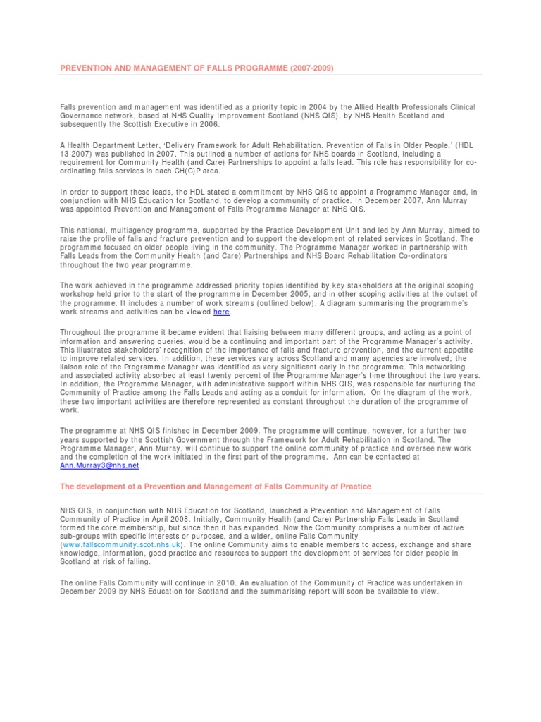 Falls Prevention Program in Scotland | PDF | National Health Service ...