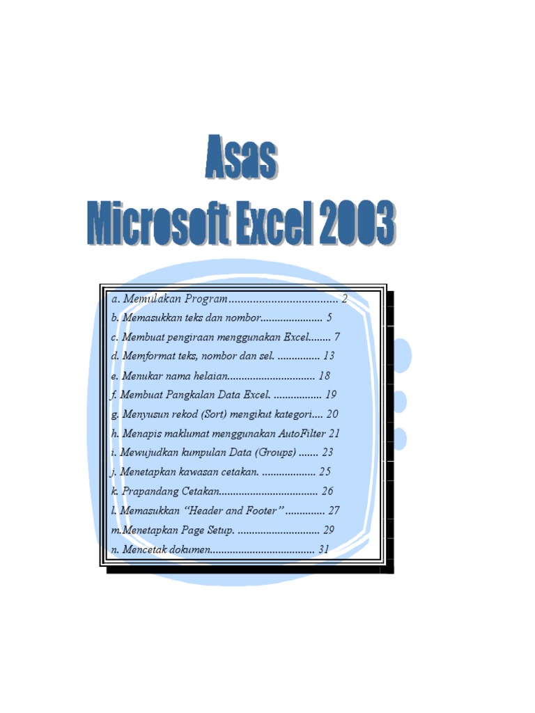 Asas Microsoft Excel 2003 | PDF